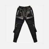 Side Pockets Pencil Pants Men's Hip Hop Patchwork Cargo Ripped Sweatpants