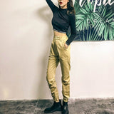 High waist pants camouflage loose joggers women army