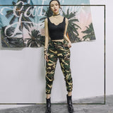High waist pants camouflage loose joggers women army