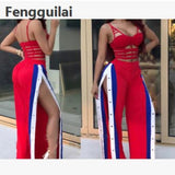 Stripe Patchwork Red -White -Black Rivet Side