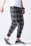 2019 Men Full Cotton Plaid Trousers Slim Fit spring Men's Slim casual Long Pants