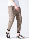 2019 Men Full Cotton Plaid Trousers Slim Fit spring Men's Slim casual Long Pants