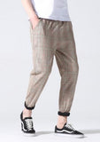 2019 Men Full Cotton Plaid Trousers Slim Fit spring Men's Slim casual Long Pants
