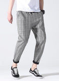 2019 Men Full Cotton Plaid Trousers Slim Fit spring Men's Slim casual Long Pants
