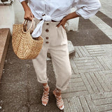 Bigsweety Women Harem Pants Cotton Linen Vintage