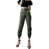 Spring vintage chain black cargo pants women