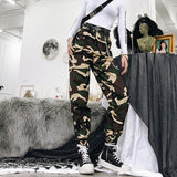 Spring vintage chain black cargo pants women